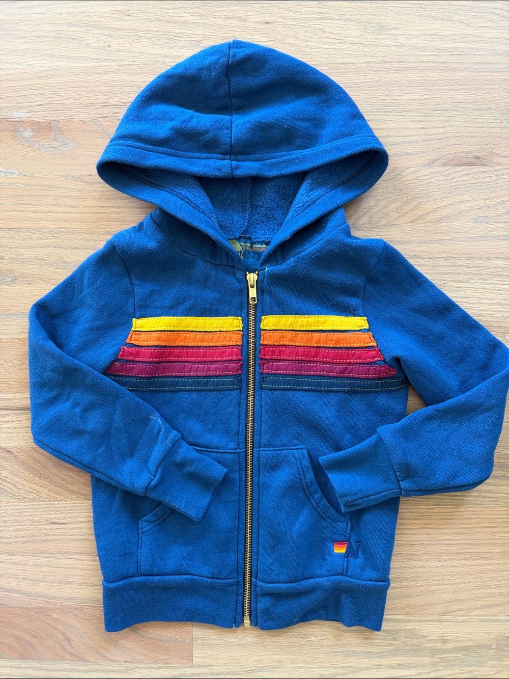Aviator Nation Kids Rainbow Stripe Zip Hoodie Sweatshirt